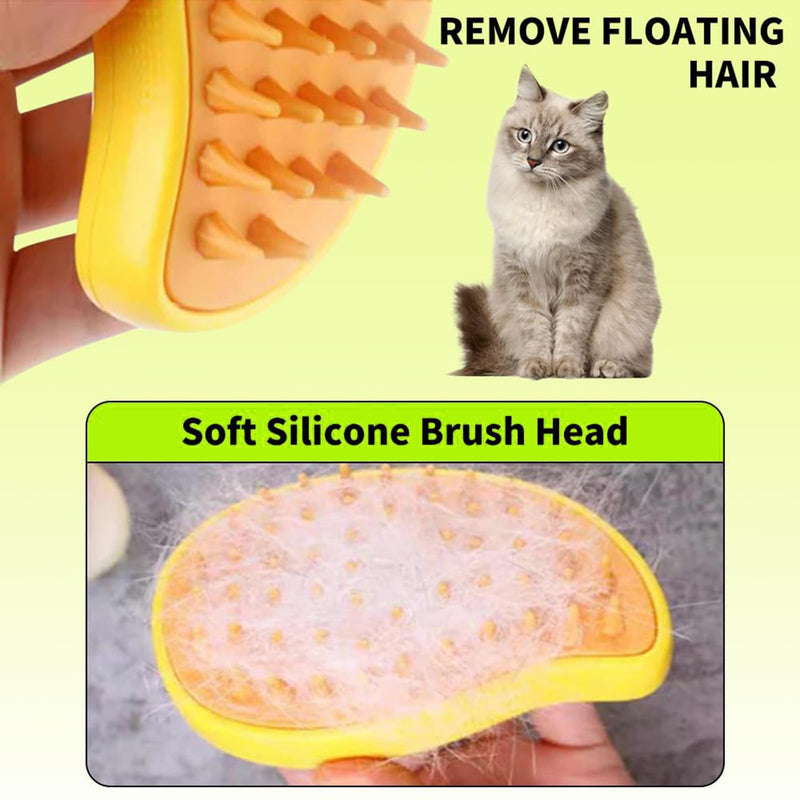 Steamy Cat Brush: 3 In1 Cat Steamy Brush for Massage, Cat Grooming Brush Pet Hair Removal Comb for Cat and Dog, 2024 Multifunctional Cat Hair Brush for Removing Tangled and Loosse Hair (Green) Green - BeesActive Australia