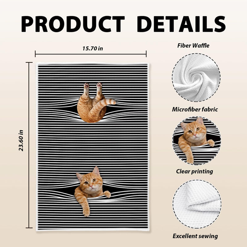 Orange Cat Kitchen Dish Towels, Cat Lovers Mom Dad Lady Gifts Decorative Hand Towels for Bathroom Kitchen, Pet Lover Gifts, 16x24 Inch 04-orange Cat