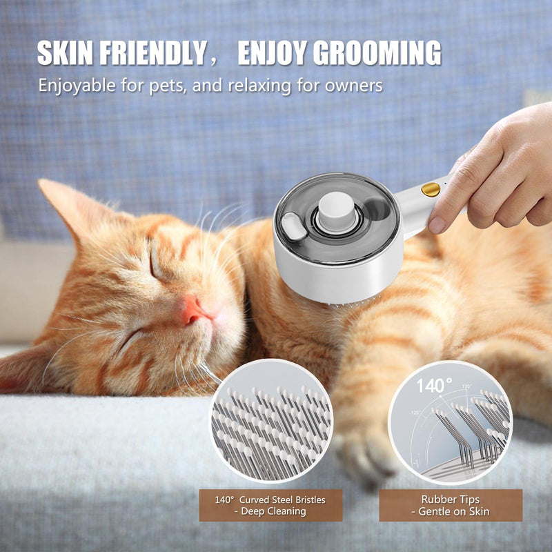 Cloud Care Cat Brush for Indoor Cat Steam Brush for Shedding Spritz Defur Comb for Cats Steam Cat Brush for Long Short Hair Cat Dog Pet Steam Brush for Cats Massage Grooming Self-Cleaning (White) White - BeesActive Australia