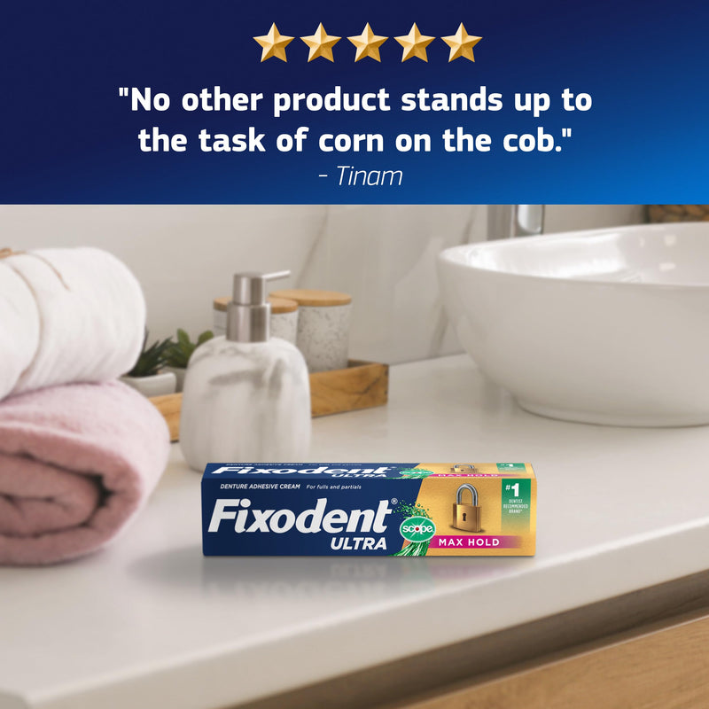 Fixodent Ultra Max Hold Plus Scope Secure Denture Adhesive, 1.8oz, 3 Pack 5.4 Ounce (Pack Of 1)