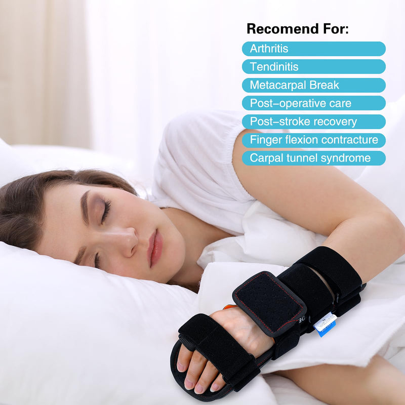 Resting Hand Splint Stroke Night Immobilizer Included Wrist Brace Enhanced Experience, Functional Wrist Finger Brace- Pain Relief For Carpel Tunnel, Stroke Recovery, Arthritis, Tendinitis Left Large