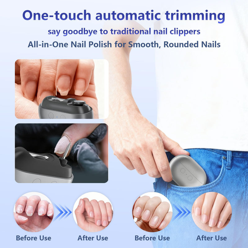 2026 Upgraded 3-in-1 Electric Nail Clippers for Seniors with LED Light, 2-Speed Automatic Nail Trimmer, Cutter for Seniors Adults Kids - BeesActive Australia