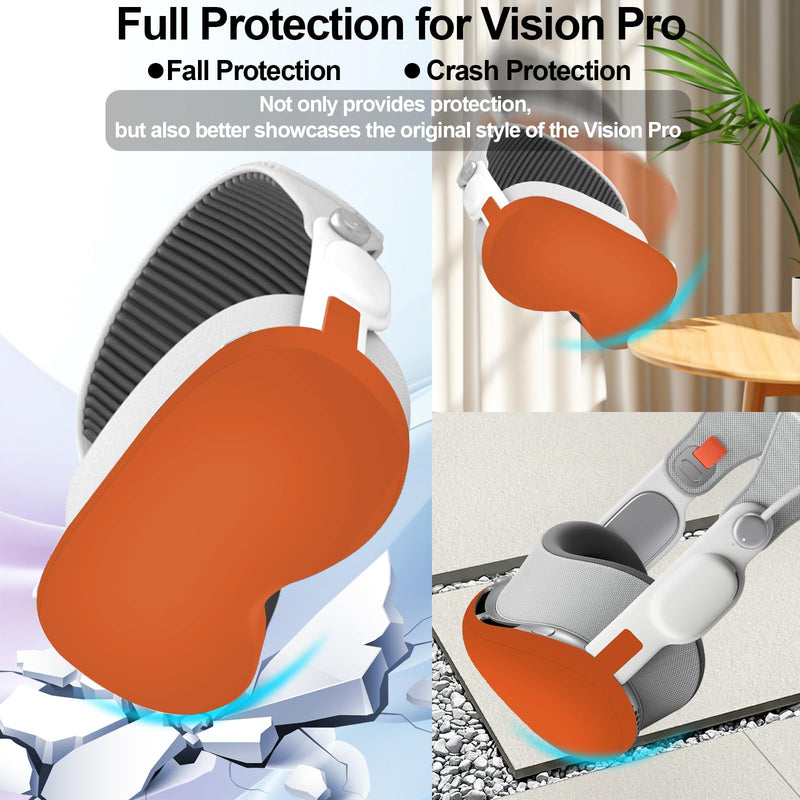 Silicone Protective Cover Compatible with Vision Pro, Soft VR Front Lens Case, Anti-Scratch Screen Protective Cover Anti-Fingerprint for Vision Pro, Dust Proof Case for VR Headset 2024 (Orange) Orange - BeesActive Australia