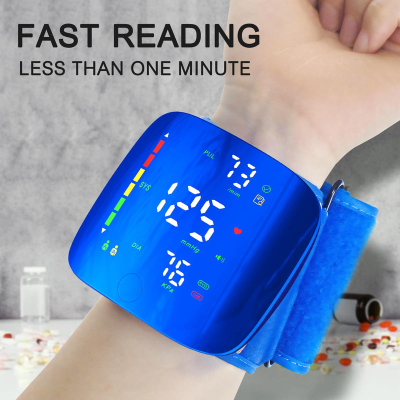 Wrist Blood Pressure Monitor, Rechargeable Blood Pressure Cuff with Large LED Screen - 2 * 99 Sets of Memory, One-Button Turn On/Off Voice & Switch User - BeesActive Australia
