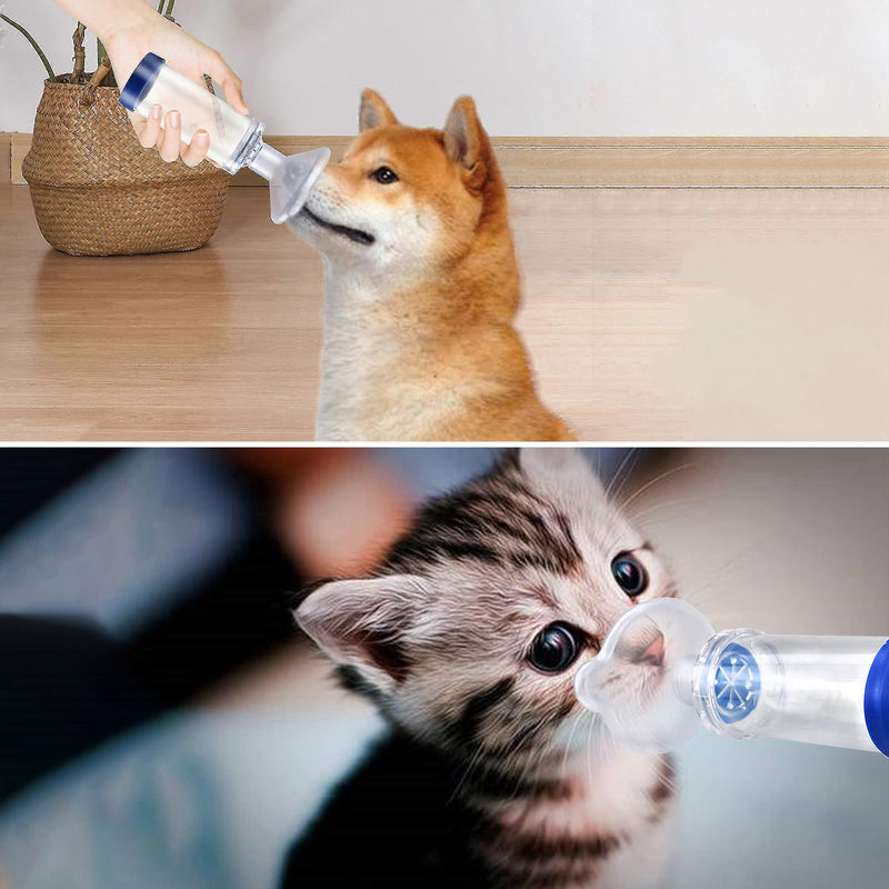 Inhaler Spacer for Cats or Dogs, Generic Pet Inhaler Attachment with 2 Silicone Masks of Different Size, Portable Nebulizer, Home or Outdoor First Aid, Animal Adapter for Cats and Small Dogs