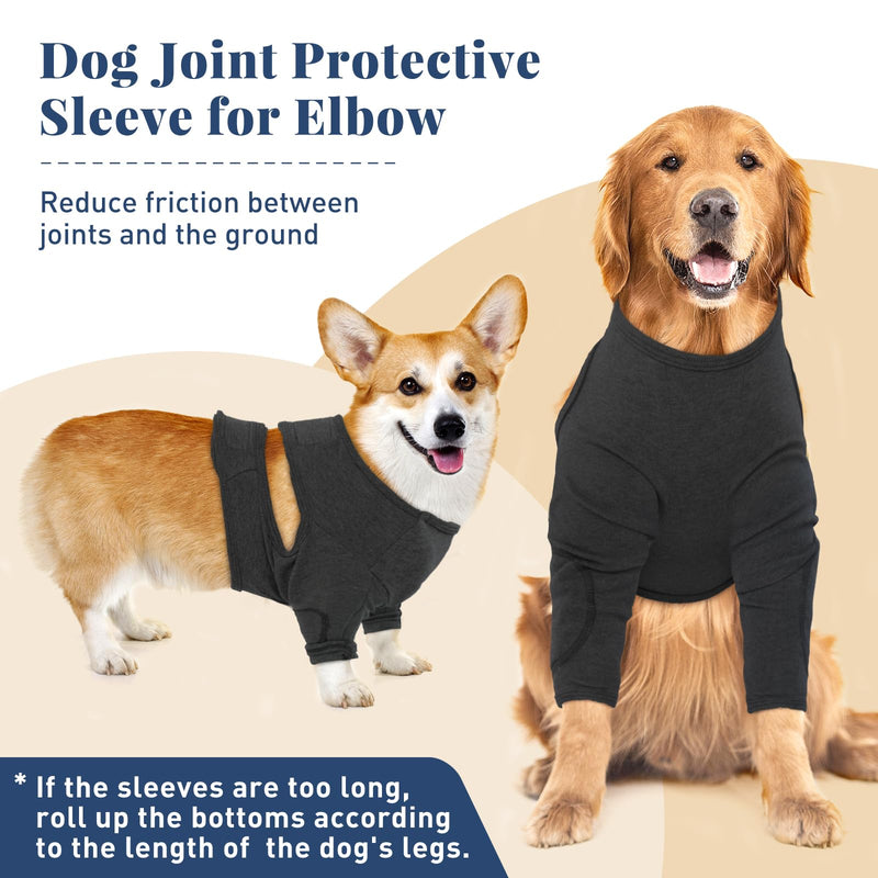 IECOii Adjustable Front Leg Sleeves for Dogs, Post-Surgery Dog Bodysuit for Small Dogs, Puppy Dog Onesie to Prevent Licking, Alternative Recovery Suit for Dogs, Black-S S(Chest Girth:14.17"-17.32") Black - BeesActive Australia