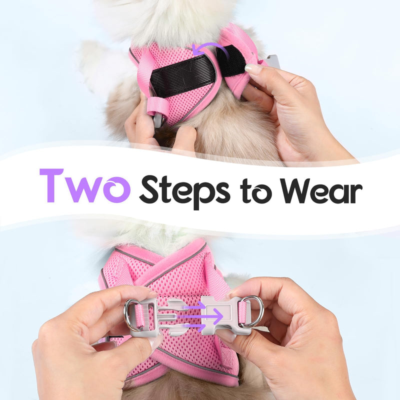 Dooradar Cat Harness and Leash Set, Escape Proof Lightweight Kitten Harness, Soft Breathable Reflective Vest for Outdoor Walking Traveling, Adjustable for Large Cats, Purple & Pink, L - BeesActive Australia