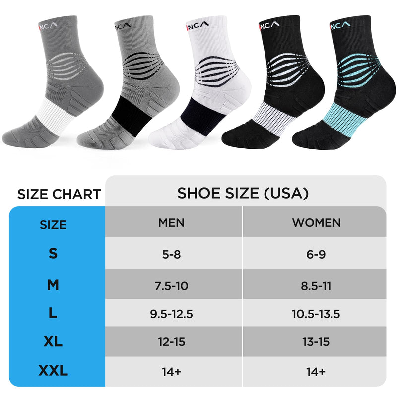 NEENCA Professional Compression Socks for Women Men Circulation, 20-30 mmHg Black White Medium