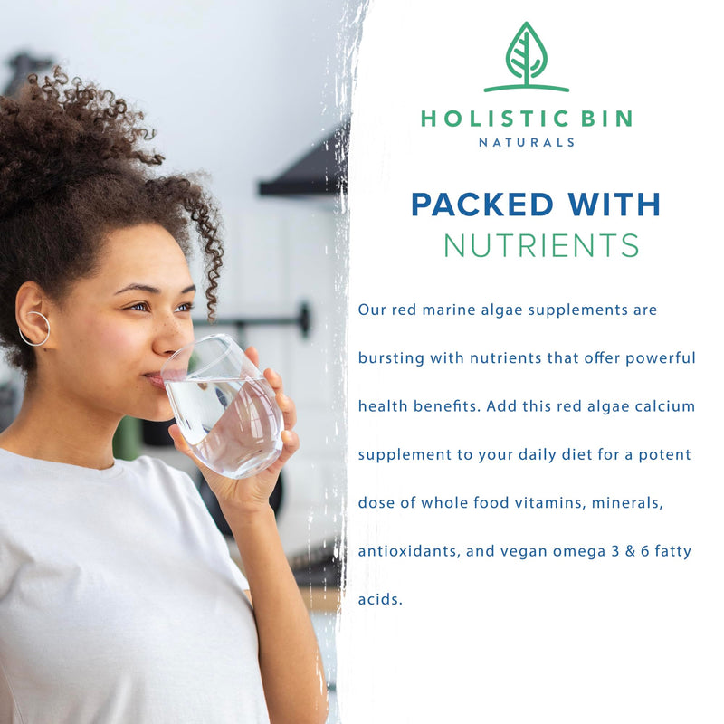 Holistic Bin Red Marine Algae Capsules Gigartina and Dumontiacea Red Algae Supplements | Gluten Free, Vegan, Wild Harvested | Rich in Vegan Omega 3 (40 Capsules)
