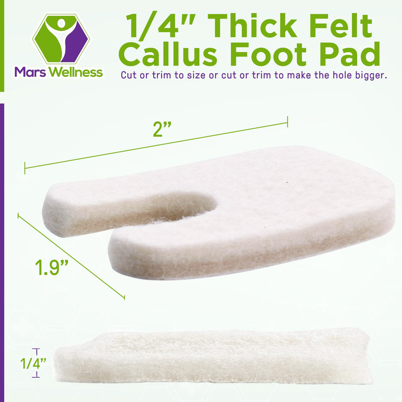 Wide U Shaped Felt Callus Horseshoe Pads - Adhesive Foot Pads That Protect Calluses from Rubbing On Shoes - 1/4" - 25 Pack 25 Count (Pack of 1) - BeesActive Australia