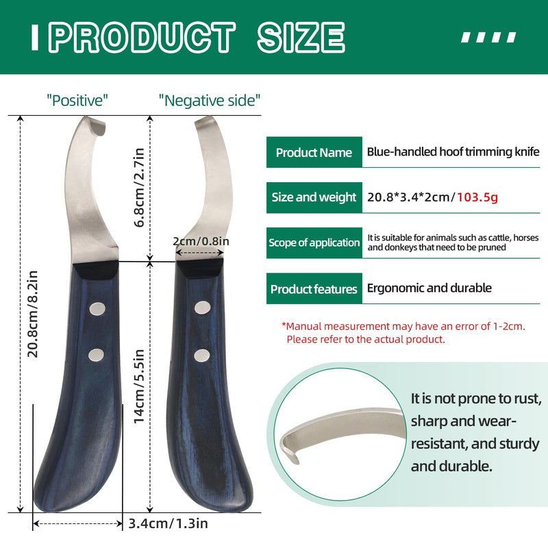 Right-Handed Hoof Knife - Ultra-Sharp J2 Steel Blade Ergonomic Non-Slip Wooden Handle for Trimming Horse, Cow, and Goat & Livestock Hoof Care