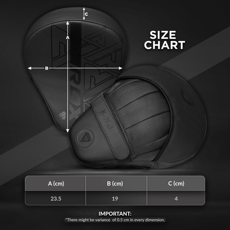 RDX Boxing Pads Curved Focus Mitts, Maya Hide Leather Kara Hook and jab Training Pads, Adjustable Strap Ventilated, MMA Muay Thai Kickboxing Coaching Martial Arts Punching Hand Target Strike Shield Black