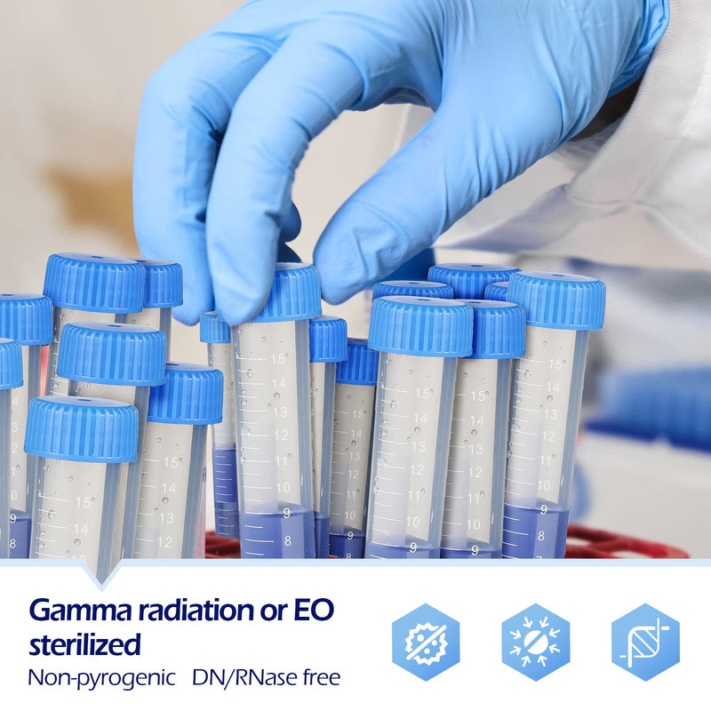 Konohan Conical Centrifuge Tubes Sterile Plastic Test Tubes with Screw Caps Polypropylene Conical Container with Graduated Marks and Bottom(400 Pack,Blue Cap,15 ml) 15 ml Blue Cap 400