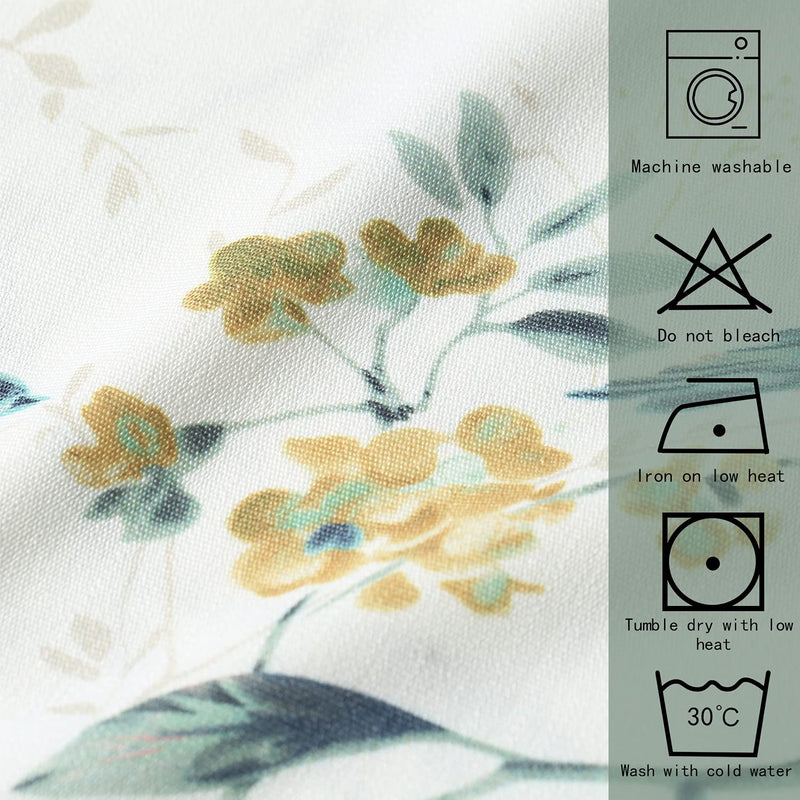 Leeva Birds Vines Printed Curtains Valance for Kitchen Bath Laundry Bedroom Living Room, Rod Pocket Semi-Blackout Valances for Windows, 52 x 18 Inch, Green Birds, One Panel 52"W x 18"L | One Panel - BeesActive Australia