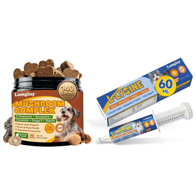 Mushroom Chews for Dogs & L-Lysine Paste for Cats