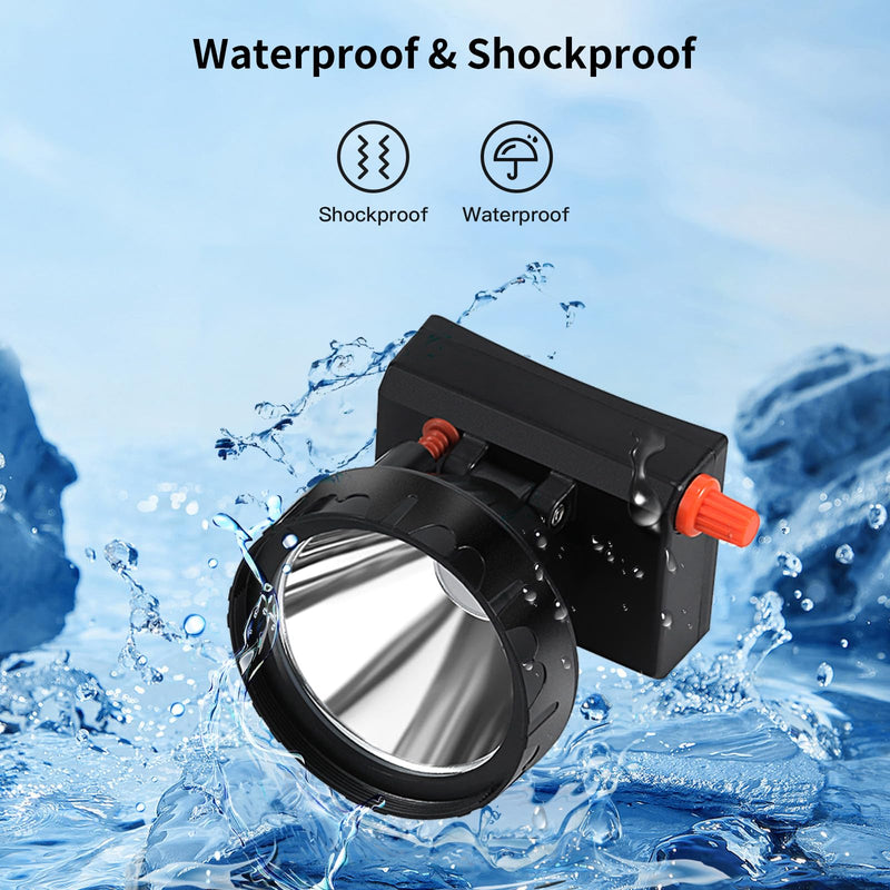 Hiking Headlamp LED Work Head Lamp Waterproof Headlight Flashlight, 90° Angle Adjustable Cordless Rechargeable Hunting Headlamp for Diving, Running, Camping, Fishing