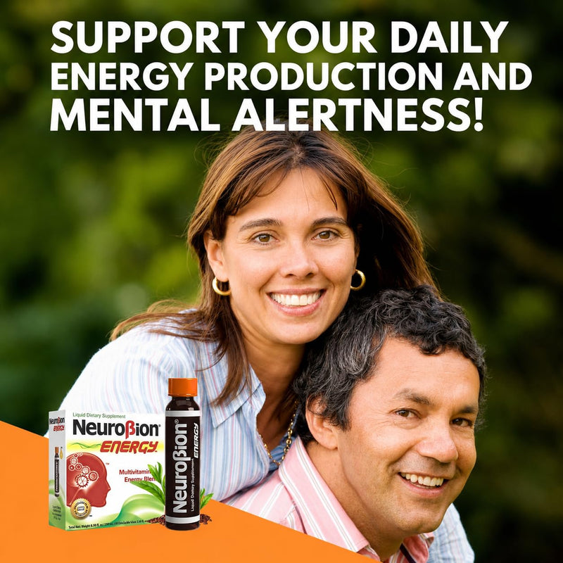 Neurobion Energy 10 Vials x 25 mL Each, 250 mL Total, Liquid Dietary Supplement Multivitamin + Energy Blend