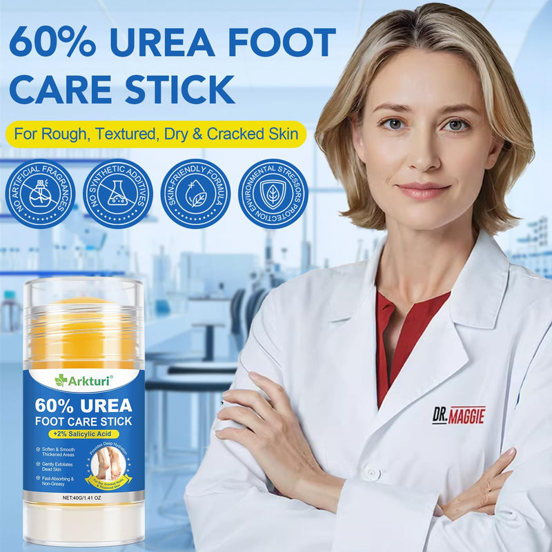 Urea Cream, Maximum Strength Urea Foot Cream, 60% Urea Cream Stick plus 2% Salicylic Acid Callus Remover for Dry Cracked Heels, Hands, Knees, Exfoliating Moisturizer, Dead Skin Remover Foot Balm 1.4OZ 1 Pack
