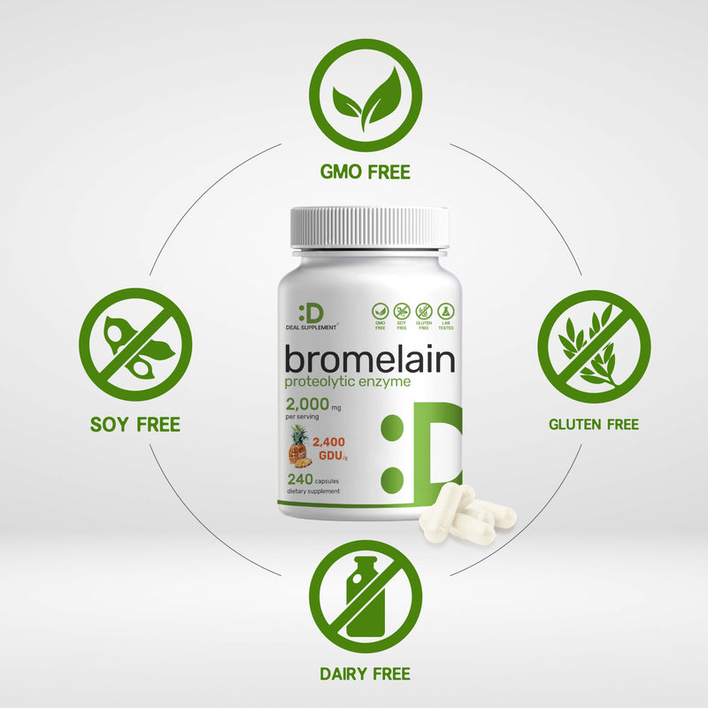 Bromelain Supplement 2,000mg Per Serving, 240 Capsules – Natural Proteolytic Enzymes from Fresh Pineapple – Supports Nutrient Digestion 1 - BeesActive Australia