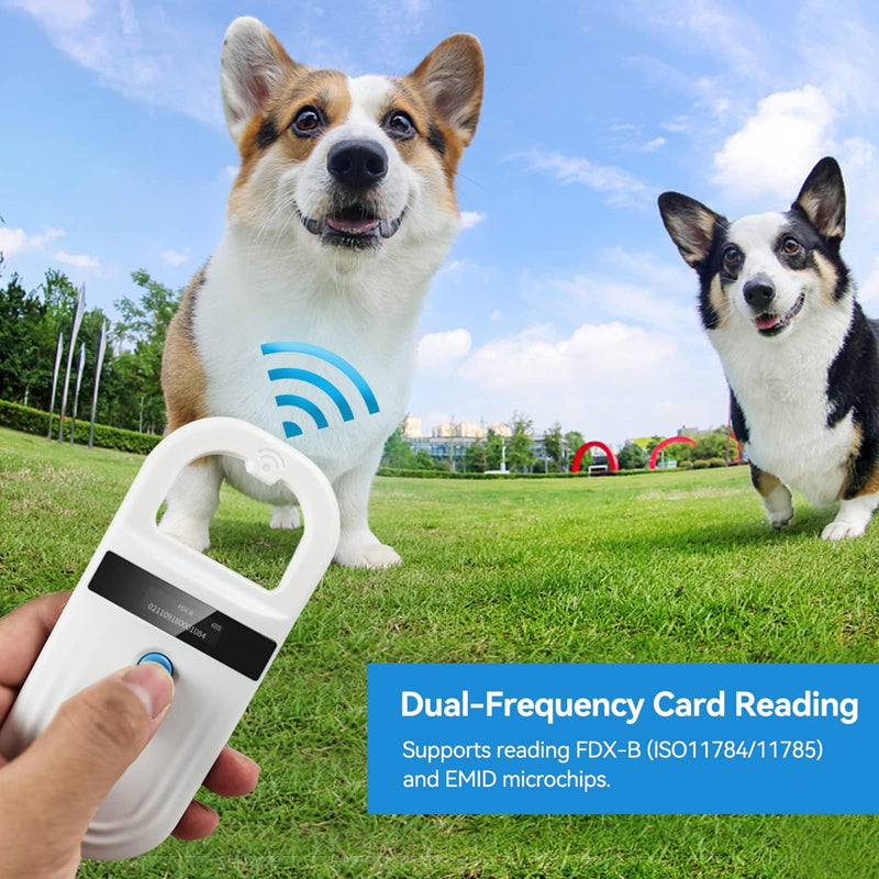 HERCHR Pet ID reader, pet ID pet scanner for animal tracking with OLED display, rechargeable chip reader pet chip from FDX-B (ISO11784/11785) and EMID microchips - BeesActive Australia