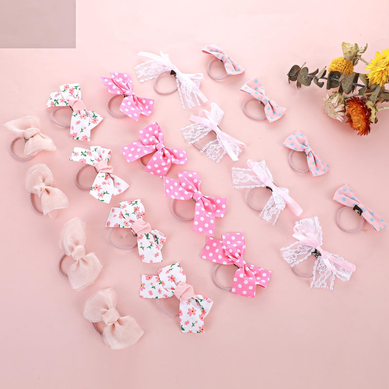 20 Pcs Dog Hair Bow Pink Dog Bows Small Size Dog,Cute Bowknot with Rubber Bands,Puppy Bows, Bowknot Top Knot Dog Hair Accessories(5 Styles) - BeesActive Australia
