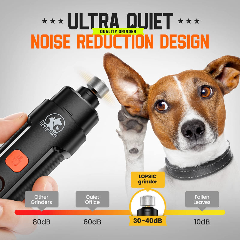 Dog Nail Grinder Upgraded Dog Nail Trimmers Clipper with 2 LED Light, 2 Speed Rechargeable Electric Pet Nail Grinder Quiet Low Noise for Small Medium Large Dogs and Cats Black - BeesActive Australia