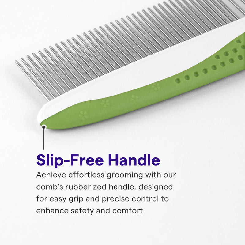 Dog Comb for Removes Tangles and Knots - Cat Comb for Removing Matted Fur - Grooming Tool with Stainless Steel Teeth and Non-Slip Grip Handle - Best Pet Hair Comb for Home Grooming Kit - Ebook Guide - BeesActive Australia