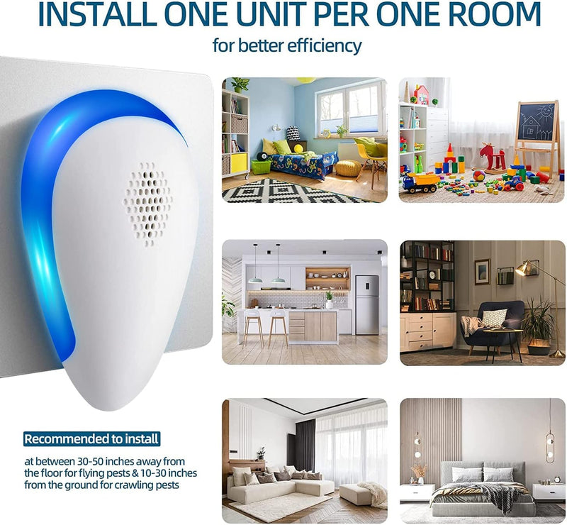 6 Packs Ultrasonic Pest Repeller, Electronic Pest Repellent Plug in Indoor Pest Control for Insect, Roach, Mice, Spider, Ant, Bug, Mosquito Repellent for House Garage Warehouse Office Hotel - BeesActive Australia