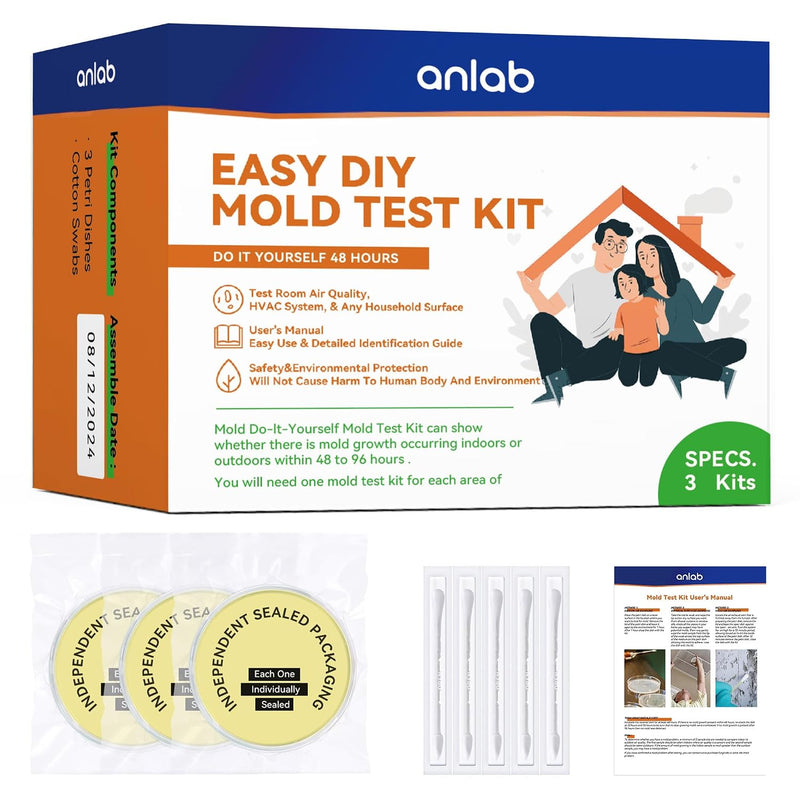 Mold Test Kit for Home Air Quality | Air Quality Test Kit & Black Mold Detector for Home | 6-Petri-Dish Indoor Airborne Spore Sampler | Easy-to-Use with Clear Instructions & ID Booklet 6 Pack