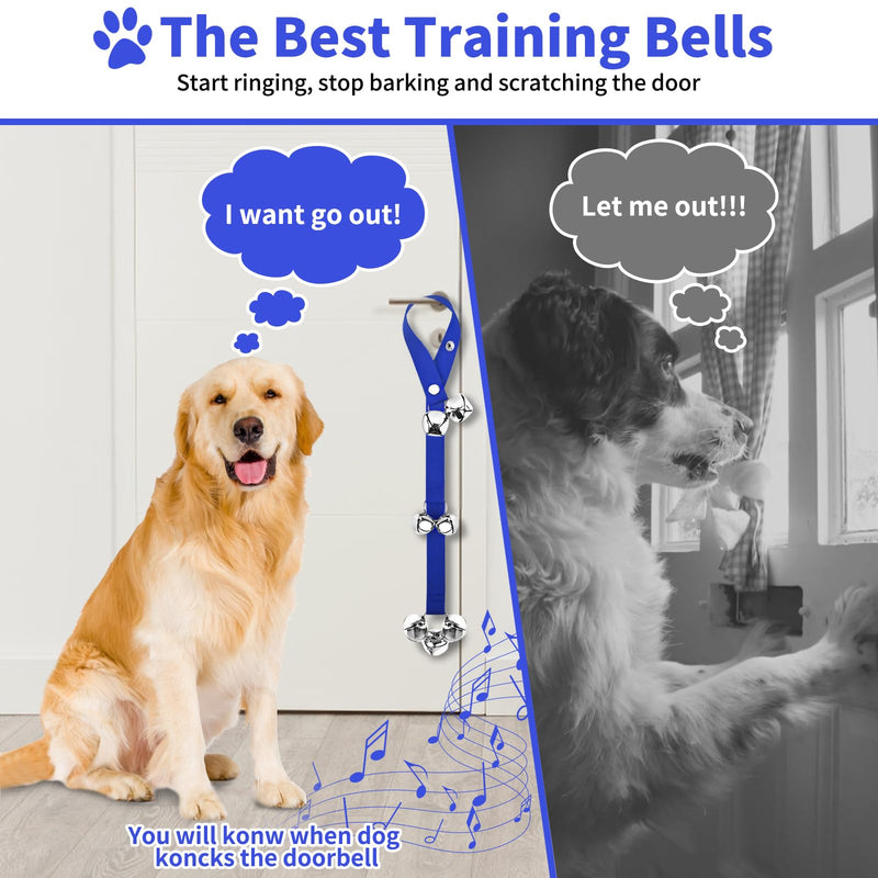 3 Pack Dog Doorbells, Pet Training Bells for Go Outside Potty Training and Communication Device Large Loud Dog Bell Cat Puppy Interactive Toys Adjustable Strap Door Bell (Dark Blue) Dark Blue - BeesActive Australia