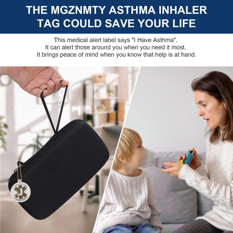 MGZNMTY Travel Carrying Case Compatible with Asthma Inhaler Spacer for Adults and Children, Masks, Inhaler Holder with Asthma Alert Tag and Medical Card, Carabiner (Only Case) (Black) Black - BeesActive Australia