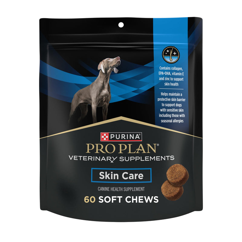 Purina Pro Plan Veterinary Skin Care Soft Chew Dog Supplements with Omega-3 Fish Oil, EPA, DHA to Support Seasonal Allergies & Strong Immune System - (Pack of 1) 60 ct. Pouches 60 Chews (1 Pack)