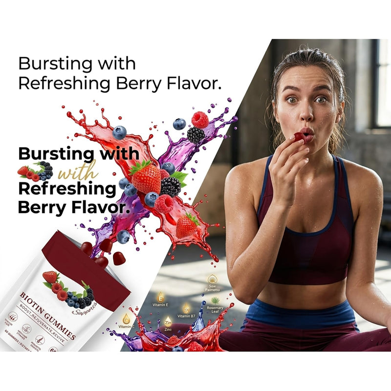 Lumin Hair Growth Gummies, Hair Growth Gummy with Biotin Vitamin C & E - Supports Hair Health, Growth & Strength - Skin & Nail Support - Mixed Berry Flavor, 60 Count