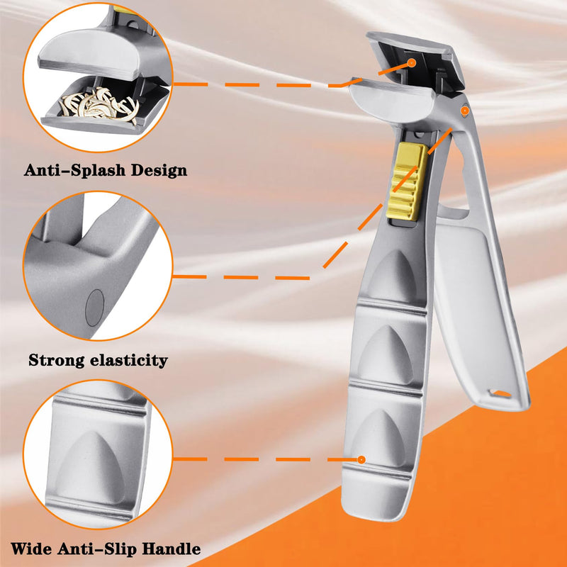 Toenail Clippers for Thick Toenails-Angled Head,Toe Nail Clippers for Thick Nails for Seniors,Finger Nail Clippers for Men with Wide Jaw Opening, Heavy-Duty Nail Cutters Silvery