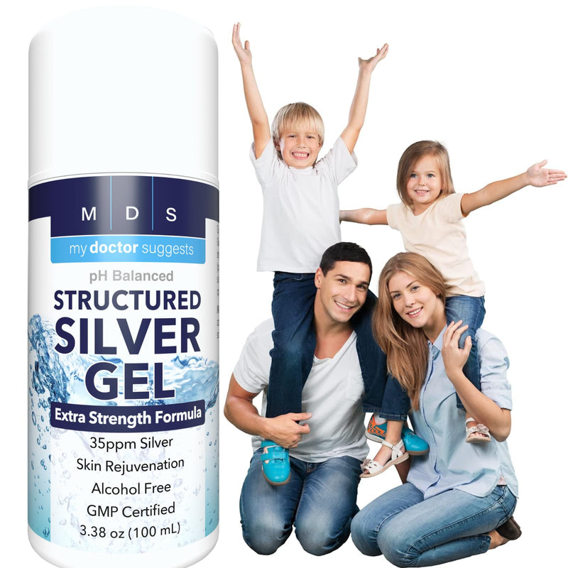 Structured Colloidal Silver Gel Extra Strength - Topical Cooling - pH Balanced 35ppm Structured Silver Provides Soothing Relief of Burns & Skin Irritations 1