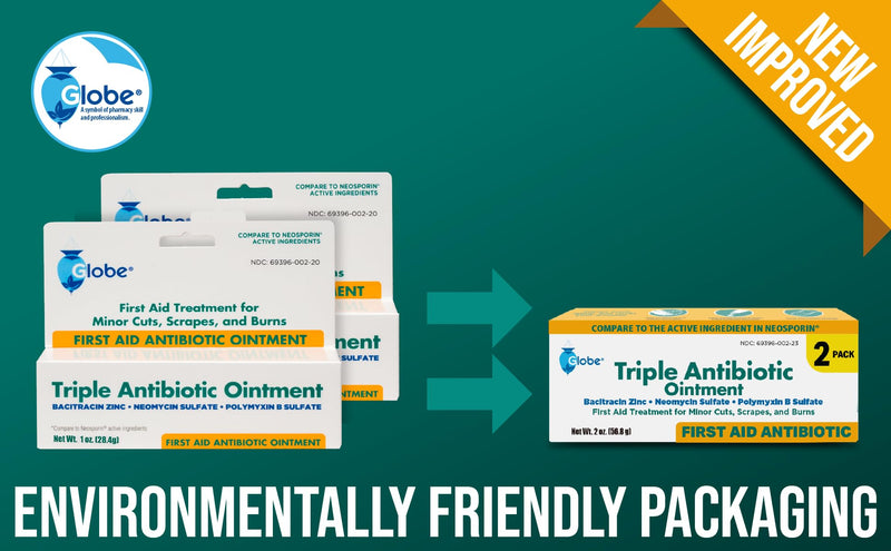 Globe Triple Antibiotic First Aid Ointment, 1 oz (2-Pack) First Aid Antibiotic Ointment, 24-Hour Infection Protection, Wound Care Treatment for Minor Scrapes, Burns and Cuts - BeesActive Australia