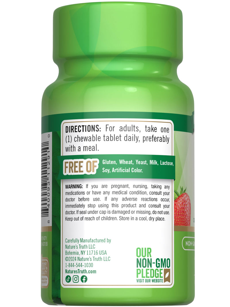 Nature's Truth Chewable Vitamin D3 | 2,000 IU | 100 Tablets | Berry Flavor | Vegetarian, Non-GMO, & Gluten Free Supplement