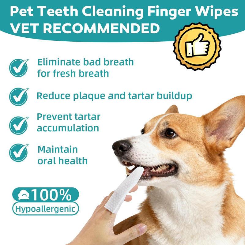 Teeth Cleaning Wipes for Dogs & Cats, Natural Formula Dog Finger Toothbrush Wipes Remove Plaque & Tartar Buildup, No-Rinse Disposable Dog Dental Care Finger Wipes(50 PCS) 1pcs Dark Cyan