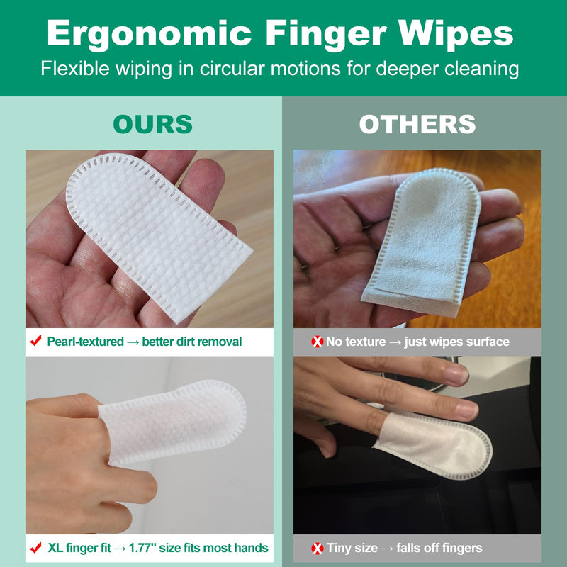 100 XL Dog Ear Cleaning Finger Wipes - Larger & thicker 1.77" Natural Coconut Oil & Aloe Dog Ear Wipes | Gently Removes Wax, Odor, Dirt For Dogs & Cats | Hypoalergenic Biodegradable Dog Ear Cleaner 100 Count