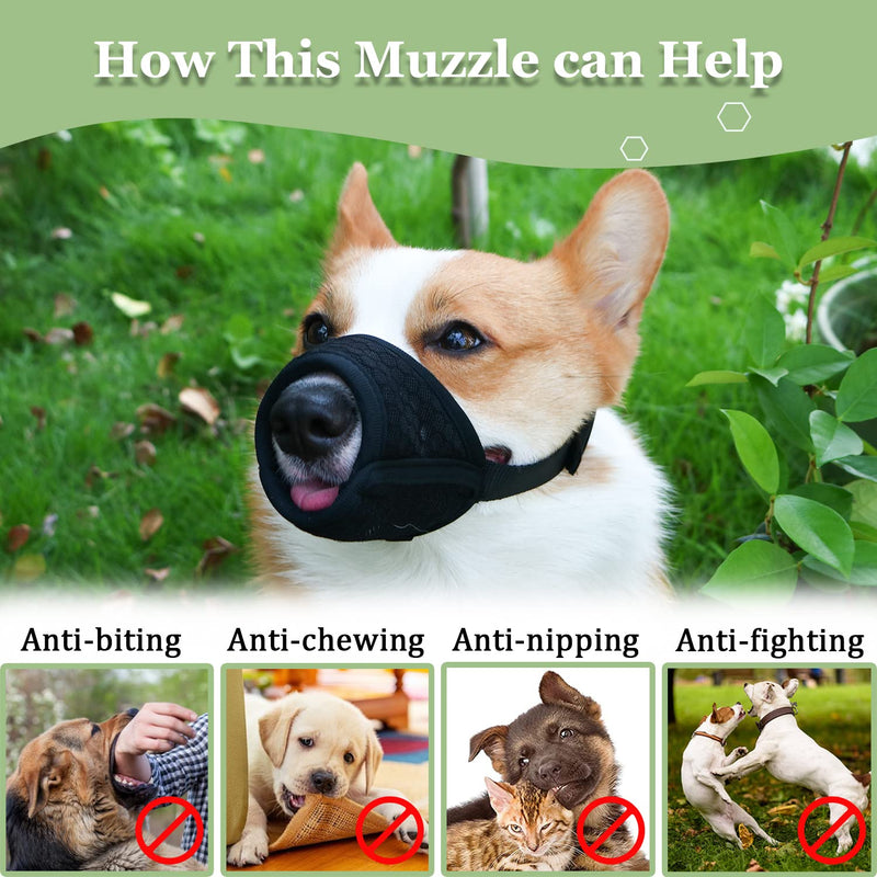 Dog Muzzle Breathable Mesh Muzzle for XXS to XXL Dogs Chihuahua, Beagle and Golden Retriever, Adjustable Pet Muzzles for Biting and Chewing, Allows Hitting and Drinking Black XXS-(Snout 4"-5") - BeesActive Australia