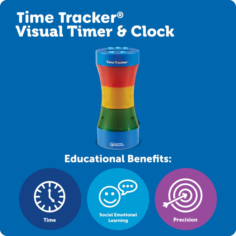 Learning Resources Time Tracker Visual Timer & Clock - 1 Piece, Classroom Tracker, Alarm Clock, Light Up Timer for Classroom, Visual Tracker 9 x 4.25 inches