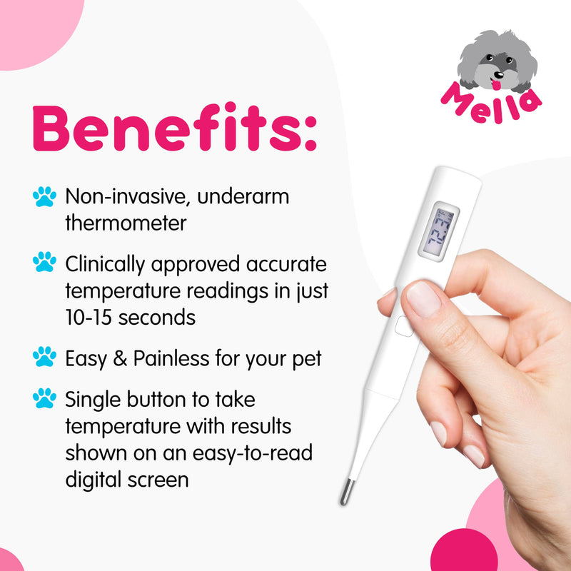 Mella Pet Thermometer - Non-Invasive - Underarm Fever Detection for Dog & Cat - Puppy Essentials and Pet Supplies - BeesActive Australia
