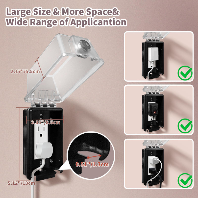 Baby Safety Outlet Cover Box-Key Lock for Much Better Toddler Proofing,Easier Operation,Simple 4 Step Install with Included Screws,Suitable for all Standard Electrical Outlets and Wall Switch 1 Pack