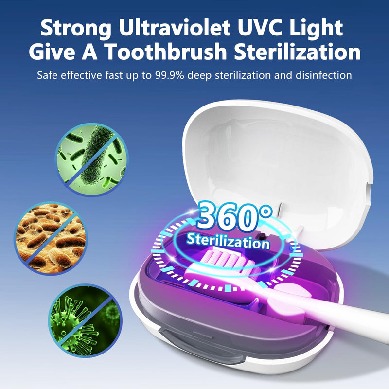 Toothbrush Covers Case San itizer and Holder with UV Light,Toothbrush Covers with Holder, Rechargeable Portable Toothbrush Cleaner Case（White） white - BeesActive Australia