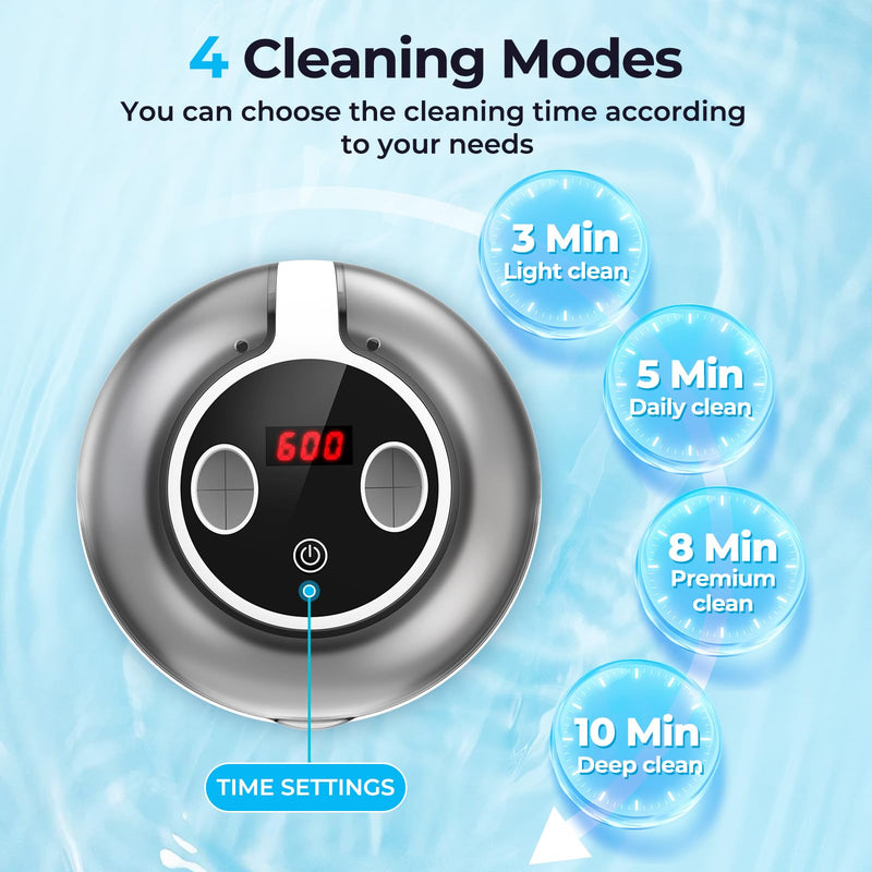 Ultrasonic Retainer Cleaner Machine, Denture Cleaner for Mouth Guard, Night Guard, Aligner, Dentures, Jewelry, Toothbrush Heads, 45kHz 250ML UV Ultrasonic Denture Ultra Sonic Cleaning for Retainers Off White