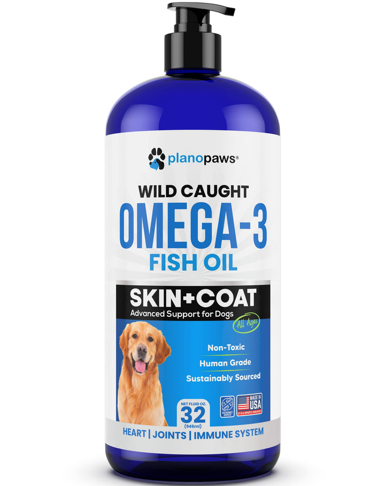 Omega 3 Fish Oil for Dogs - Better Than Salmon Oil - Dog Fish Oil Supplement to Reduce Shedding & Itching - Supports Joints, Brain, and Heart Health - Skin and Coat Supplement - Liquid Fish Oil 32 oz - PawsPlanet Australia