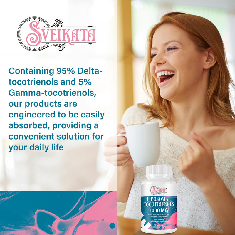 Liposomal Tocotrienols Supplement 1000mg, Vitamin E, 95% Delta-tocotrienols and 5% Gamma-tocotrienols, Hligh Absorption Heart, Vascular & Brain Function, Non-GMO, 60 softgels 60 Count (Pack of 1) - BeesActive Australia