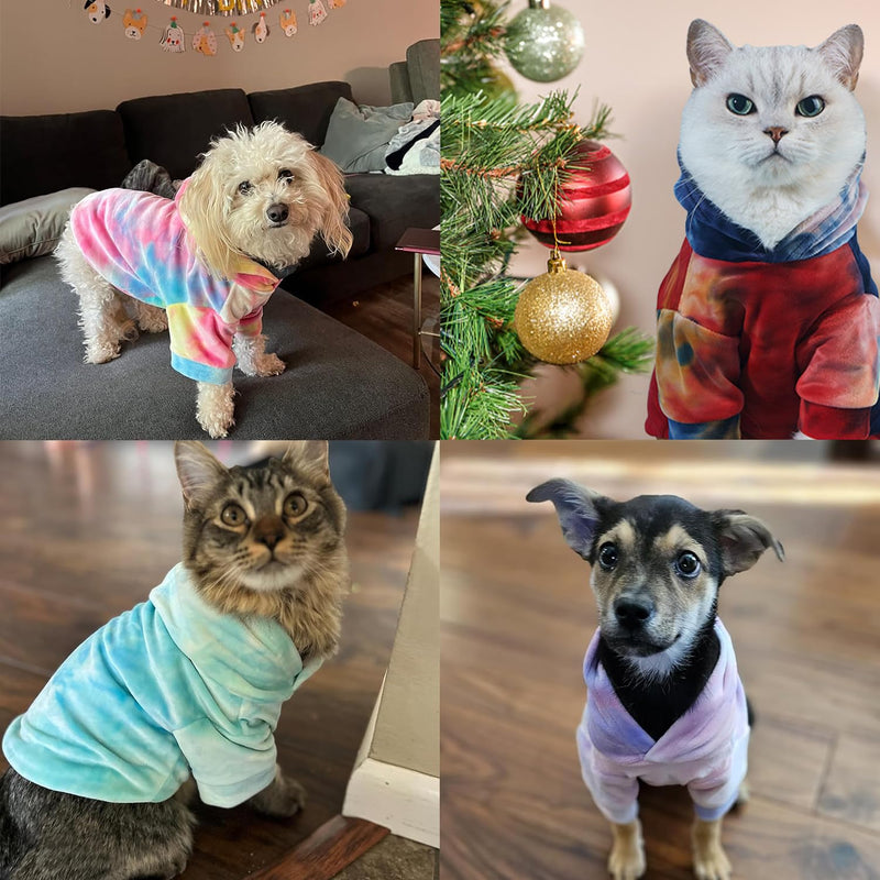 Tie Dye Dog Hoodie Puppy Sweater Sweatshirt, Cold Weather Coat Pet Clothes for Dog Cat Multicolor-02 Medium - BeesActive Australia