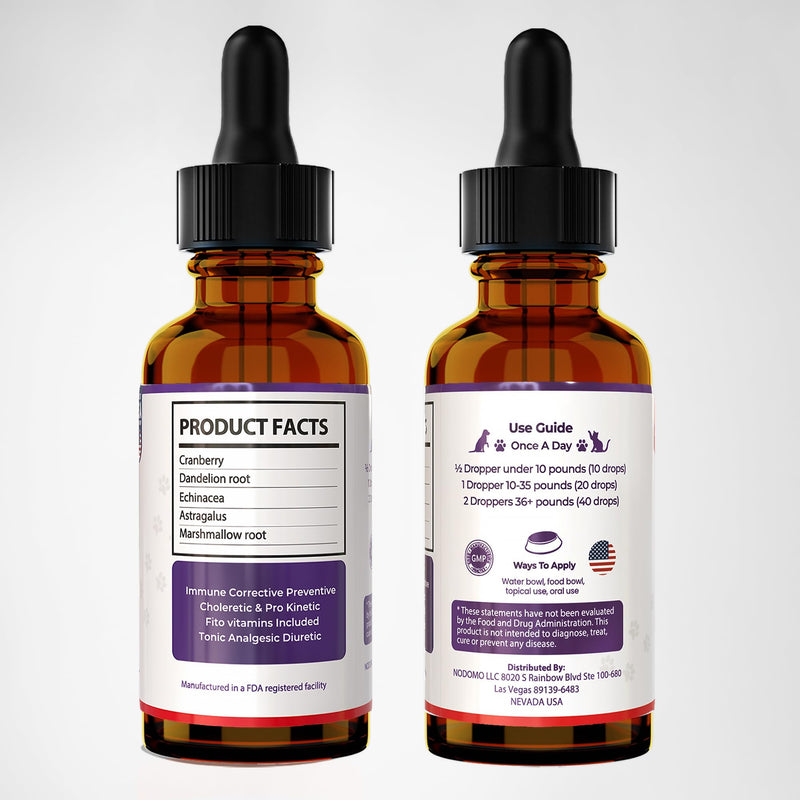 Dog UTI Treatment | Urinary Tract Infection Drops for Cats & Dogs | Cat UTI Remedy | Cranberry Supplement | Kidney Health Support, 2 Fl.Oz
