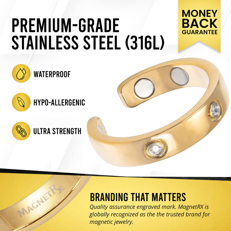 MagnetRX¬Æ Magnetic Rings for Women ‚Äì Elegant Crystal Ring ‚Äì Magnet Rings for Women (Gold | Size: 8) Gold